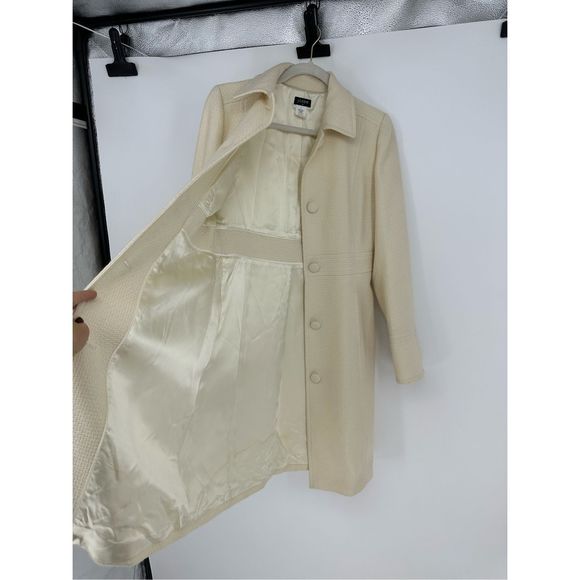 J Crew Lady Day Wool Coat Size 4 Cream Textured Classic - Picture 5 of 12